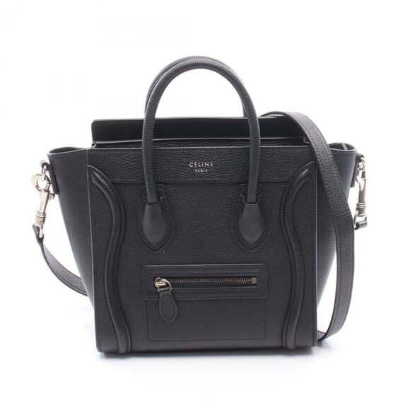 Celine Luggage Nano Shopper Handbag, Leather, Women's, Black - Picture 1 of 6